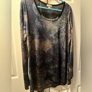 One World Stylish Blue Patterned Women's Top